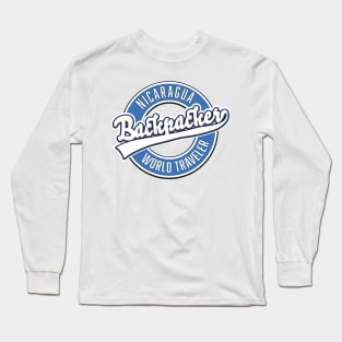 Nicaragua backpacker world traveler logo Long Sleeve T-Shirt